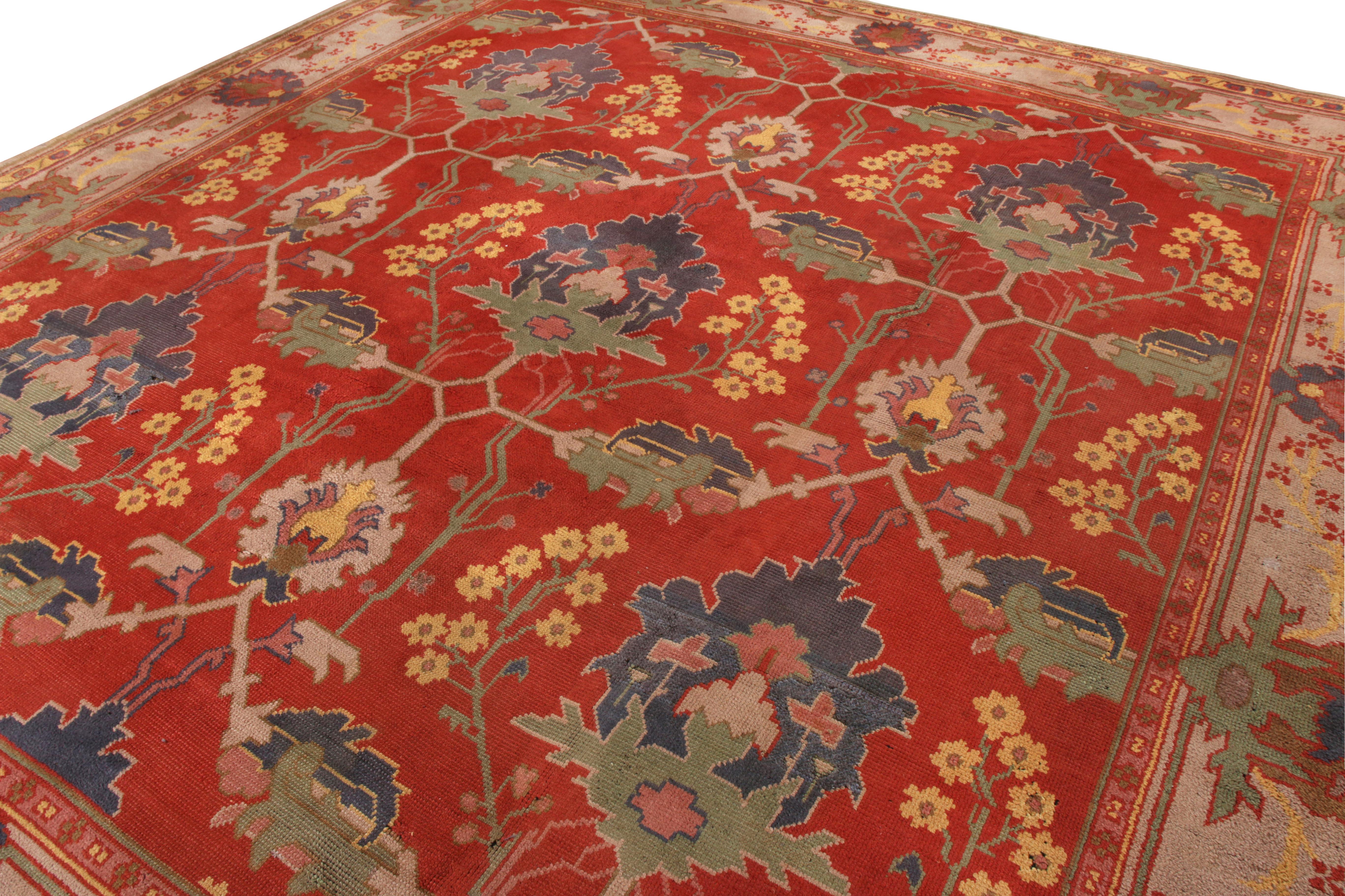 Arts and Crafts Antique Voysey Arts & Crafts Rug in Red with Floral Patterns For Sale