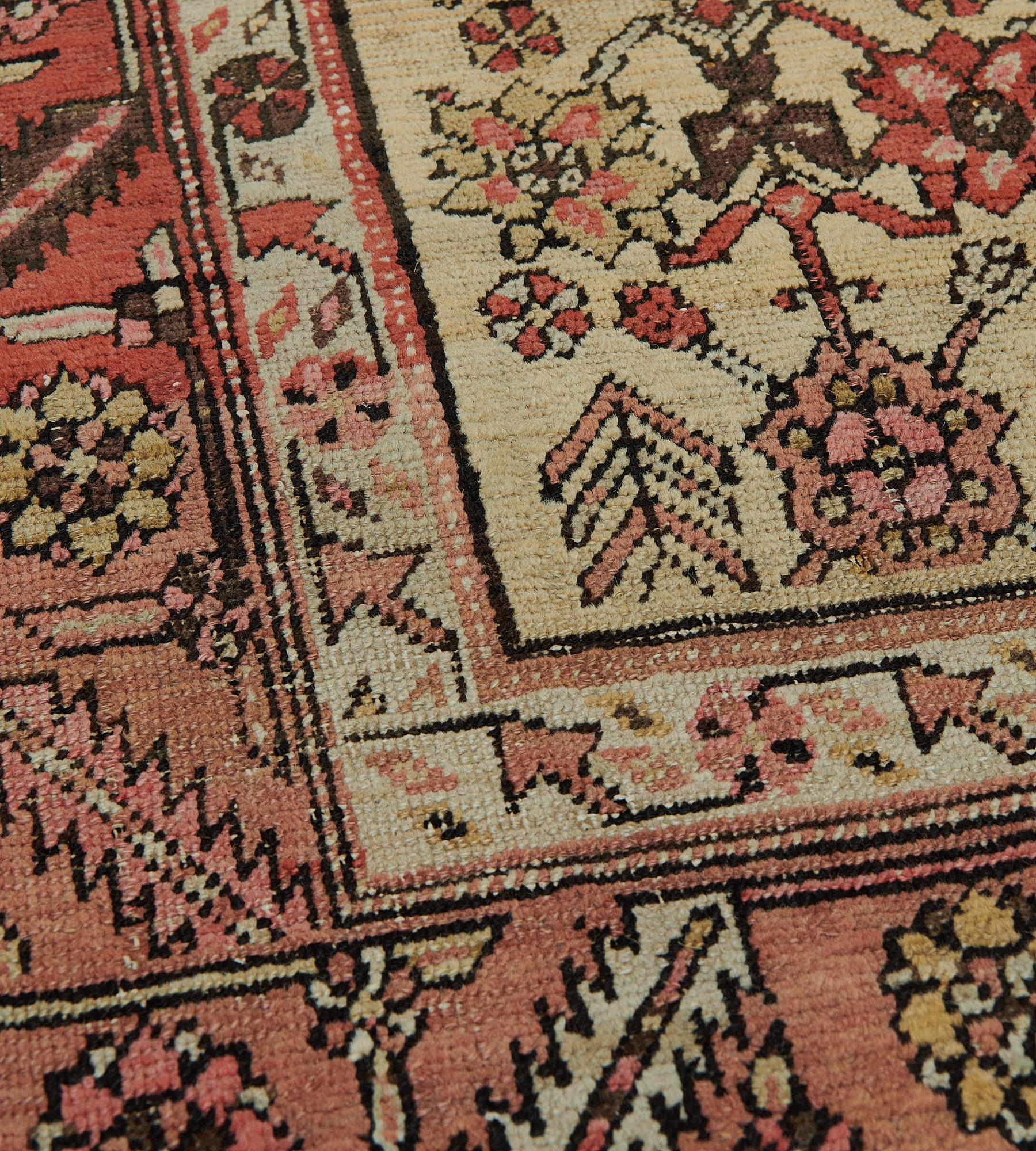 19th Century Hand-Knotted Antique Wool Floral Persian Heriz Runner For Sale