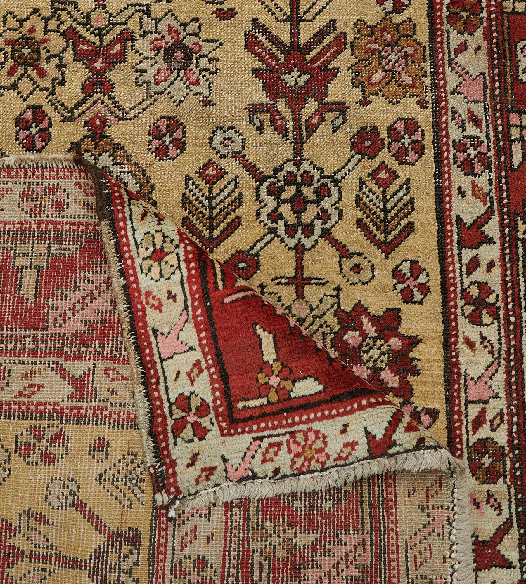 Hand-Knotted Antique Wool Floral Persian Heriz Runner For Sale 4