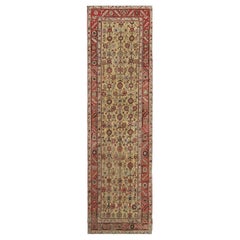 Hand-Knotted Antique Wool Floral Persian Heriz Runner