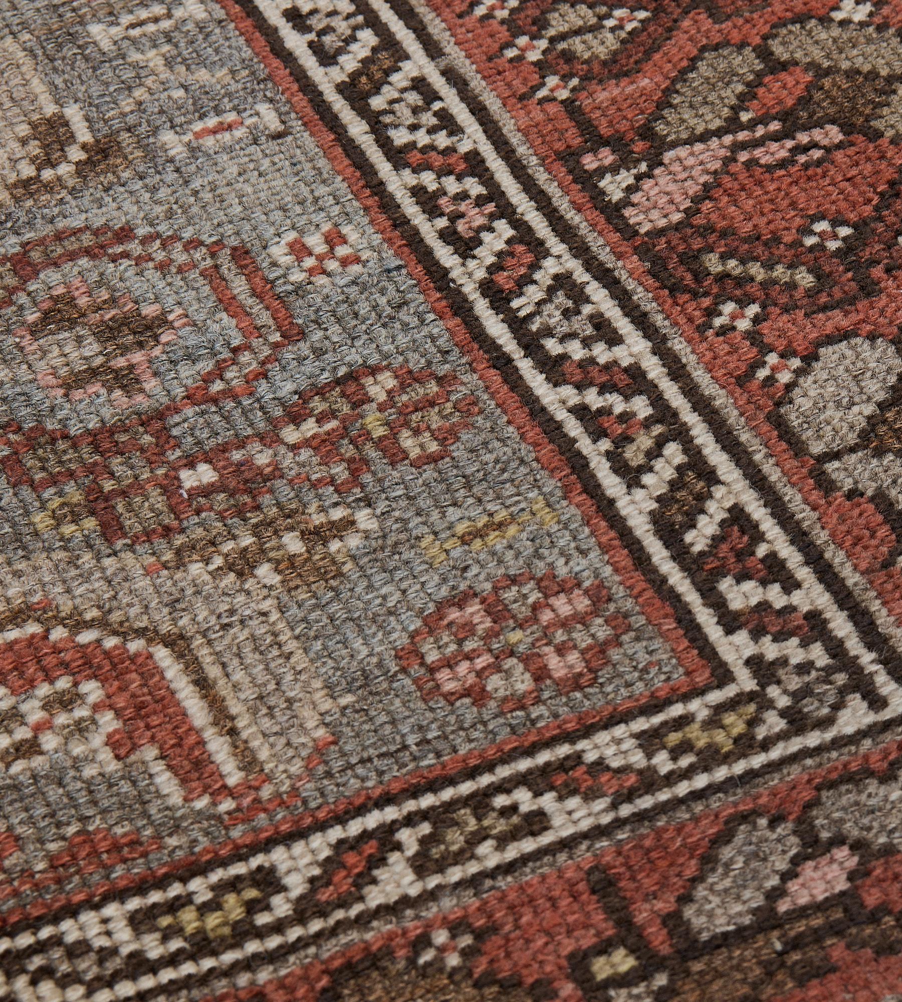 Hand-Knotted Antique Wool Persian Malayer Runner For Sale 1