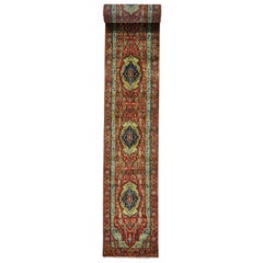 Hand Knotted Antiqued Heriz Re-Creation Extra Large Runner Oriental Rug