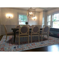 Hand Knotted Antiqued Pazyryk Historical Design Peshawar Oriental Rug