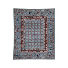 Hand Knotted Antiqued Pazyryk Historical Design Peshawar Oriental Rug Hand Knotted Antiqued Pazyryk Historical Design Peshawar Oriental Rug