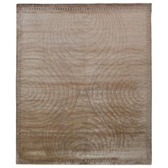 Rug 
Kilim
s Hand Knotted Art Deco Style Rug, Beige Brown Circle Wave Pattern