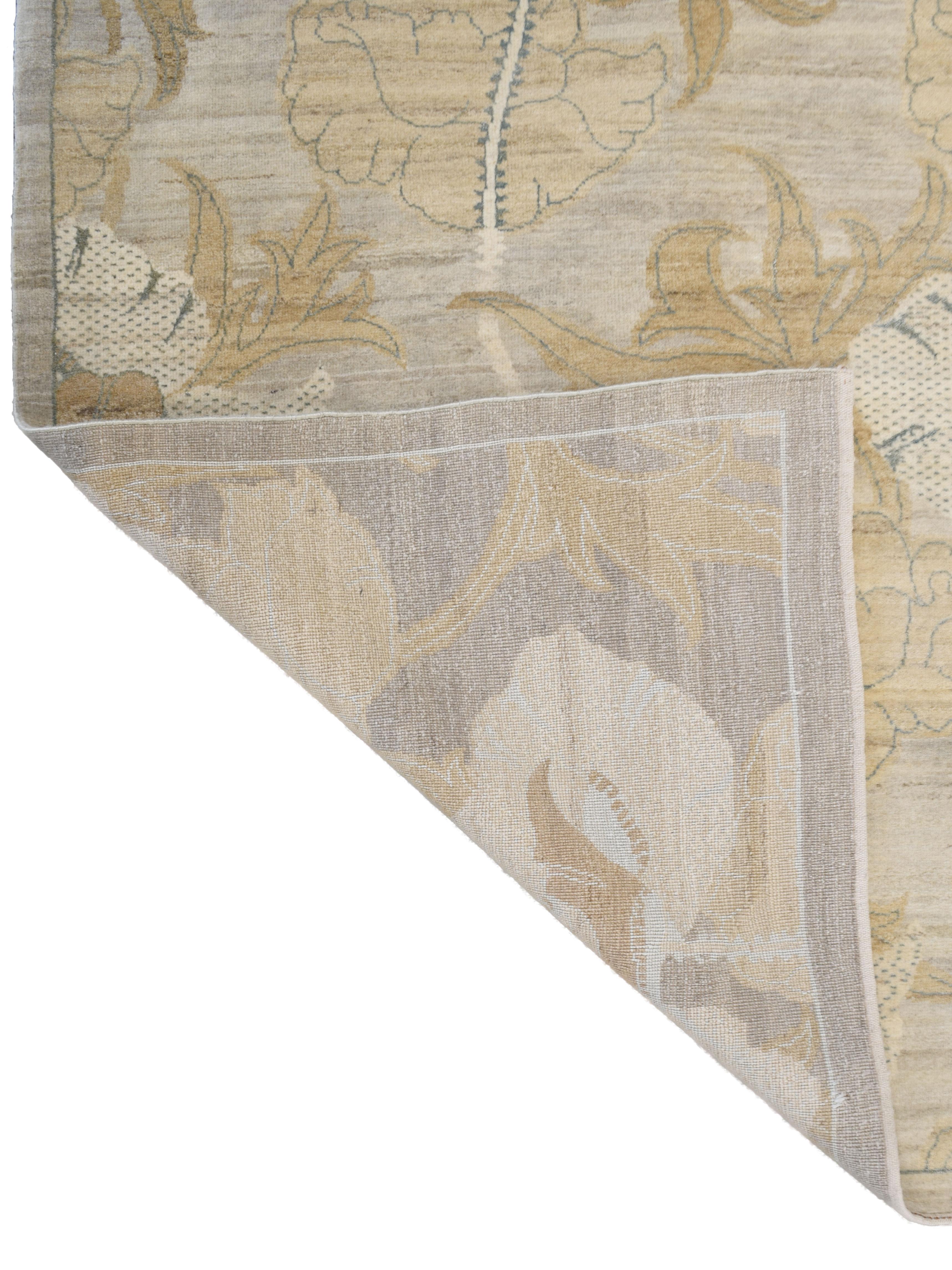 Tappeto in lana Art Deco annodato a mano in marrone, arancione, oro e marrone, 8' x 10' in vendita 3