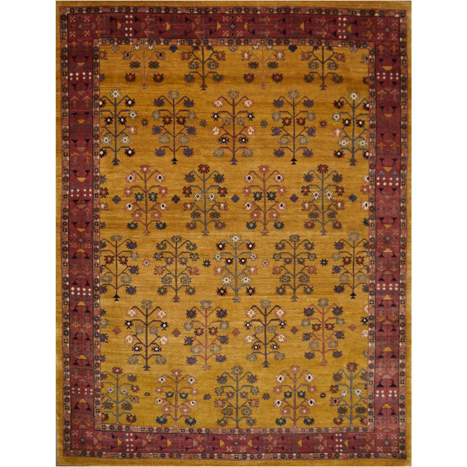 Persischer Design-Teppich mit Lebensbäumen aus handgeknüpfter Wolle, Kollektion Djoharian im Angebot