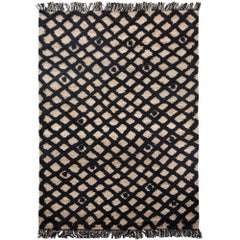 Hand Knotted Base Plaited Customizable Diamond Weave in Black Large