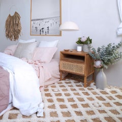 Hand Knotted Base Plaited Customizable Diamond Weave in White Extra Large