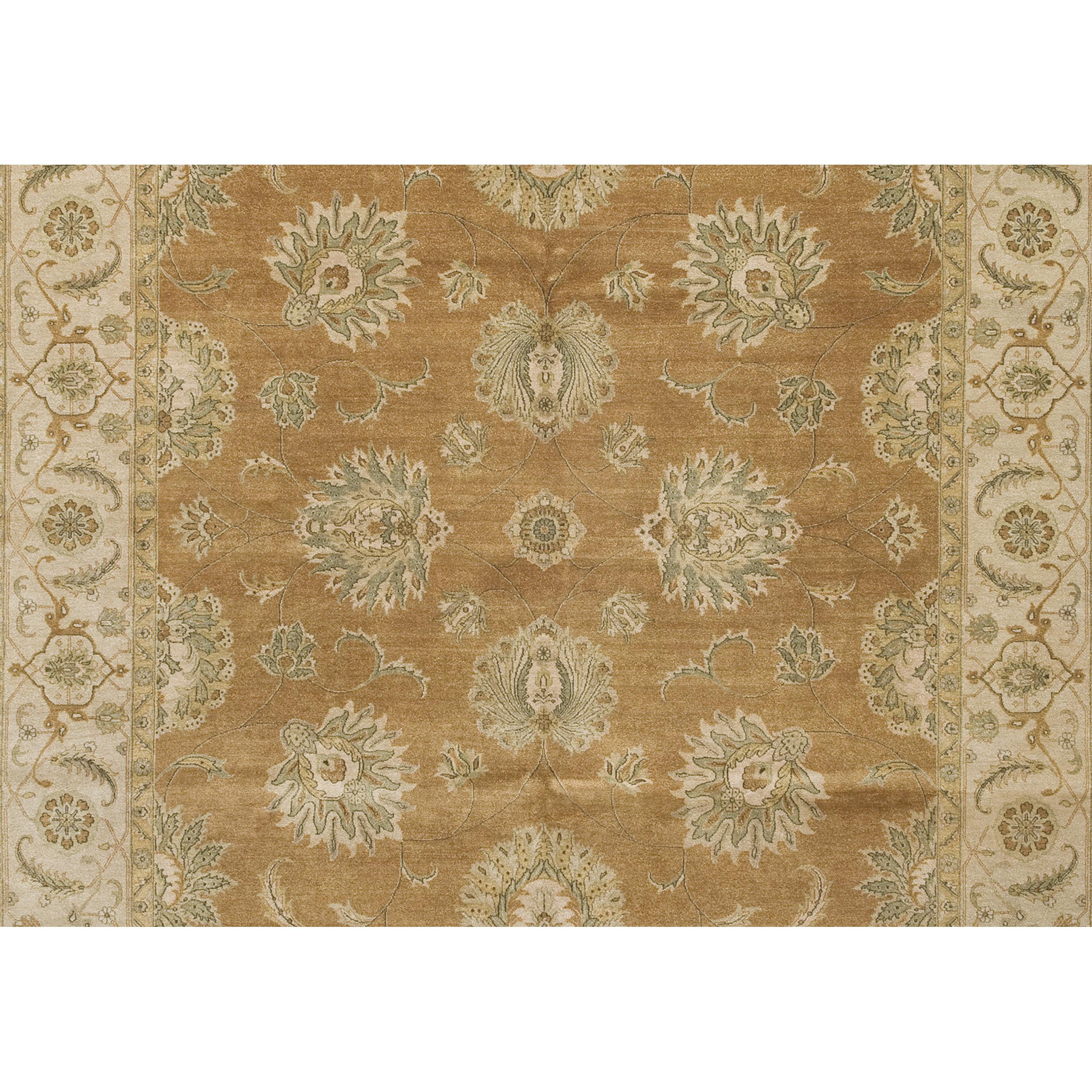 Contemporary Luxury Traditional Hand-Knotted Benares Agra Bronze/Ivory 12x15 Rug For Sale