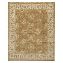 Tapis Benares Agra de luxe traditionnel noué à la main bronze/ivoire 12x15