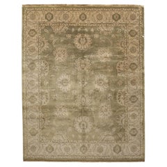 Luxury Traditional Hand-Knotted Benares Agra Sage/Ivory 10x14 Rug