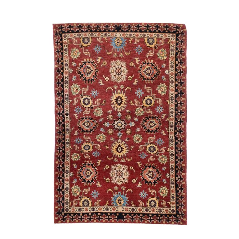 Hand-Knotted Bijar Wool Area Rug 3x5 Red Geometric Persian Design For Sale