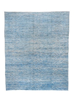 Hand Knotted Bright Blue Modern Moroccan Style Carpet, Modern Design