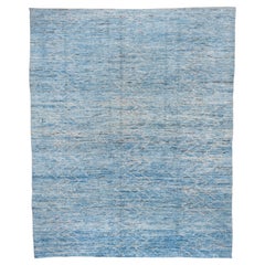 Handgeknüpfter hellblauer moderner Teppich im marokkanischen Stil, Modernes Design