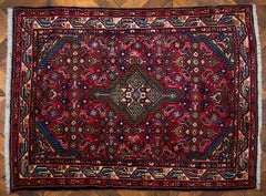 Hand-knotted carpet from Persian Hamadan 142 X 103 cm