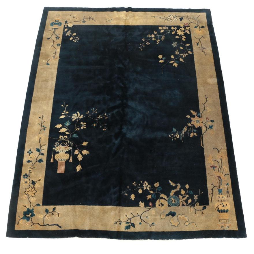 Hand Knotted Chinese Art Deco Nichols-Style Wool Room Sized Rug For Sale