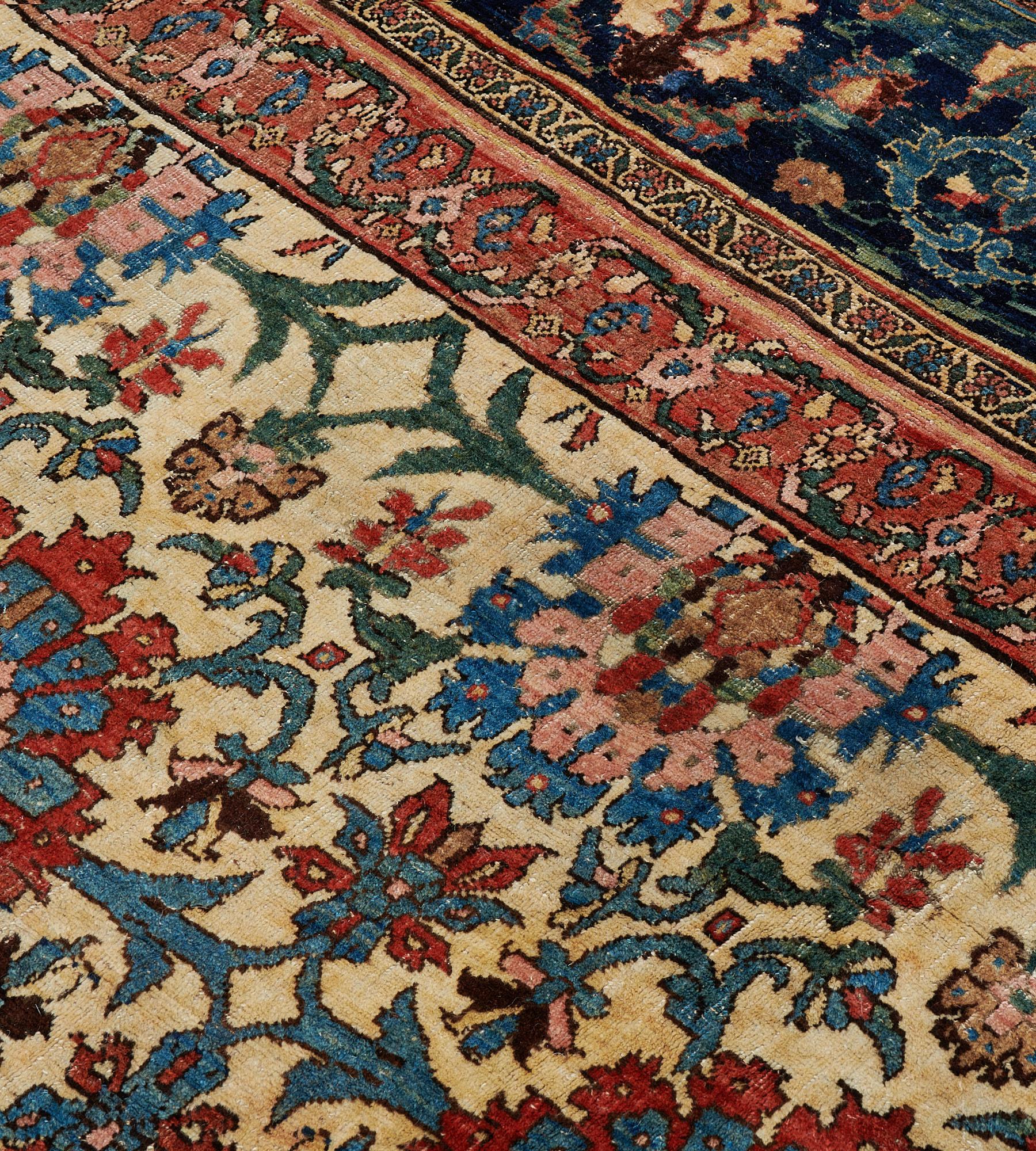 Wool Hand-knotted Circa-1880 Floral Antique Persian Bidjar Rug 13'x18'5