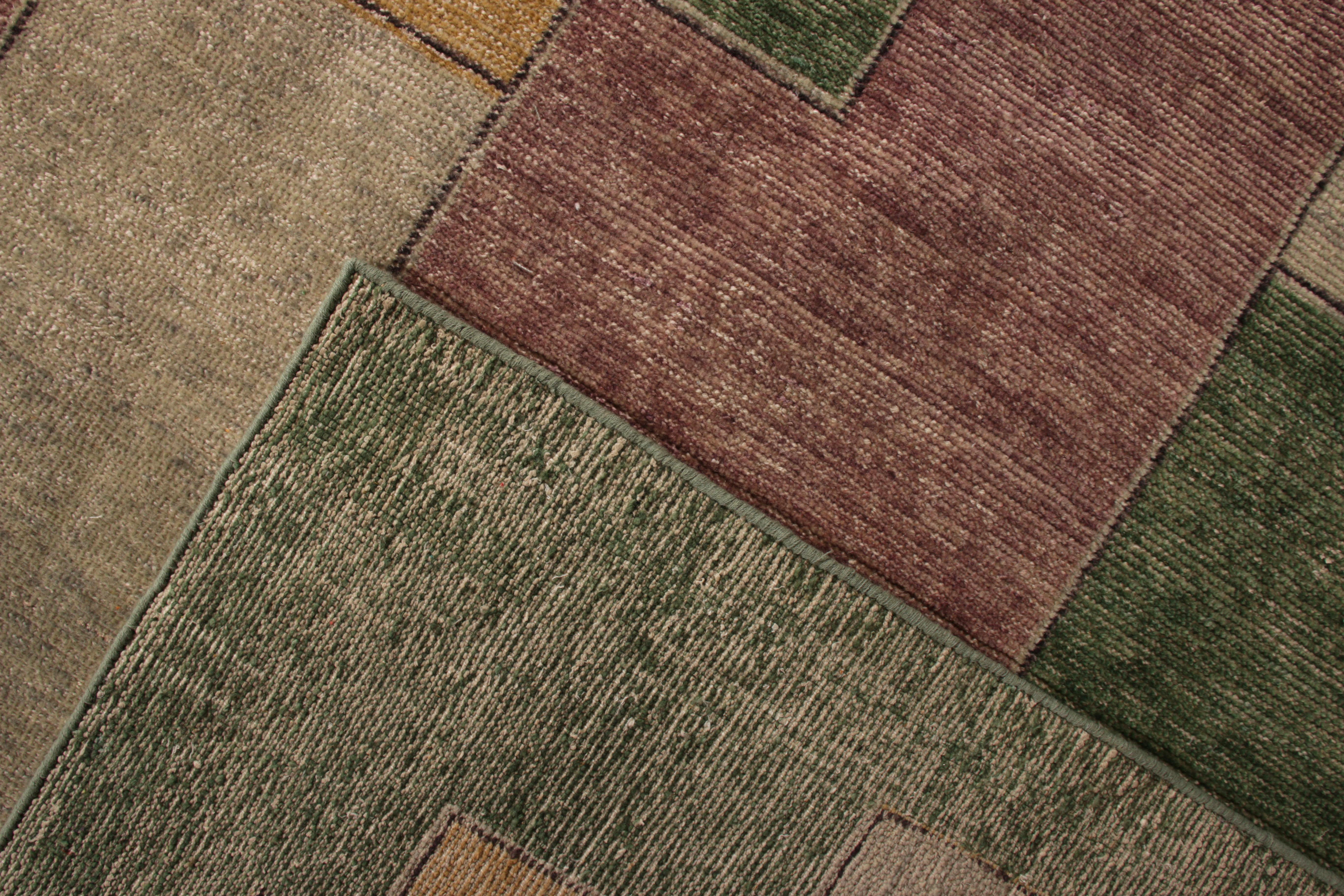 Handgeknüpfter klassischer geometrischer Teppich & Kelim-Teppich mit lila-grünem Muster (21. Jahrhundert und zeitgenössisch) im Angebot