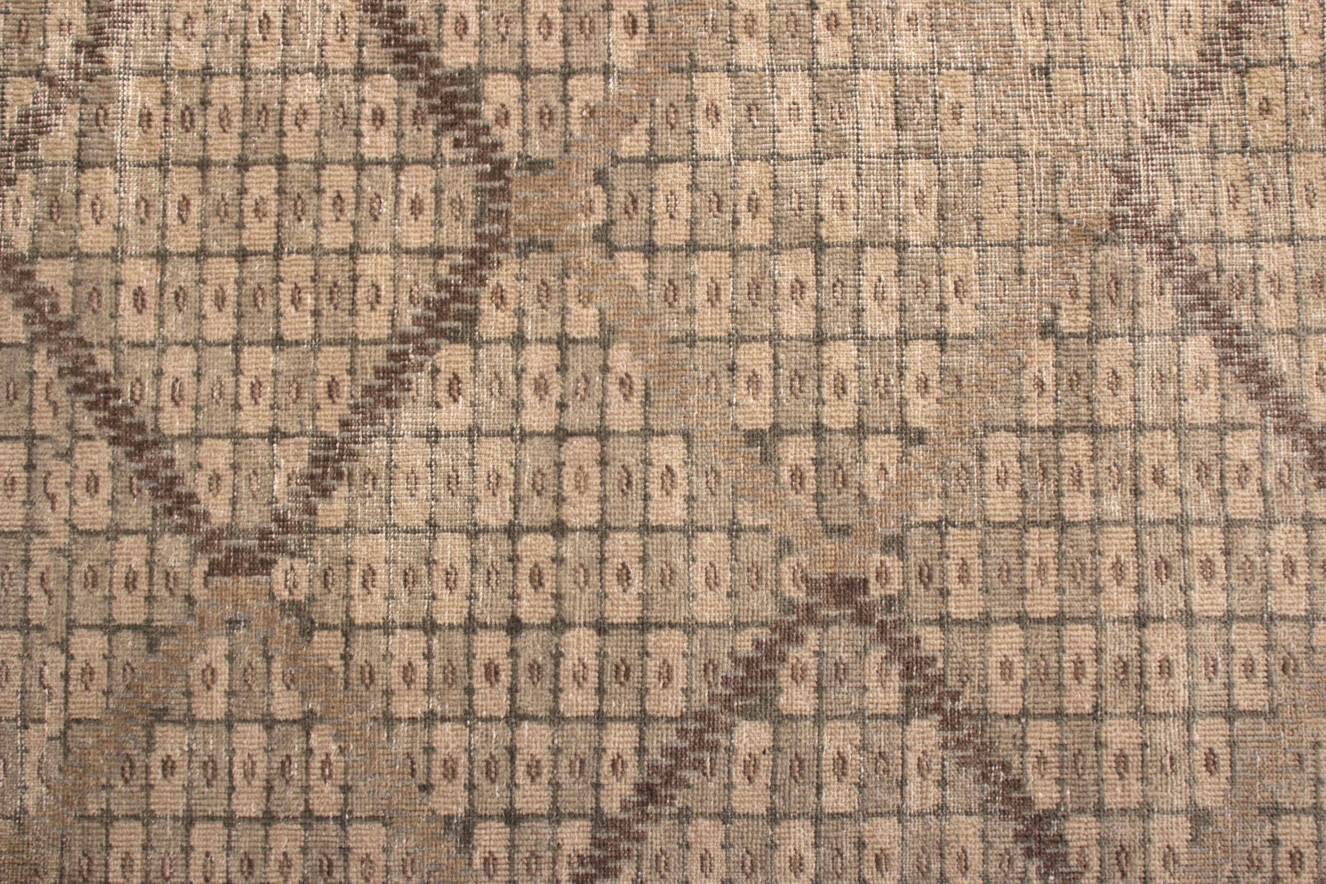 Indien Tapis classique noué à la main à motif bleu-beige et marron de Kilim en vente