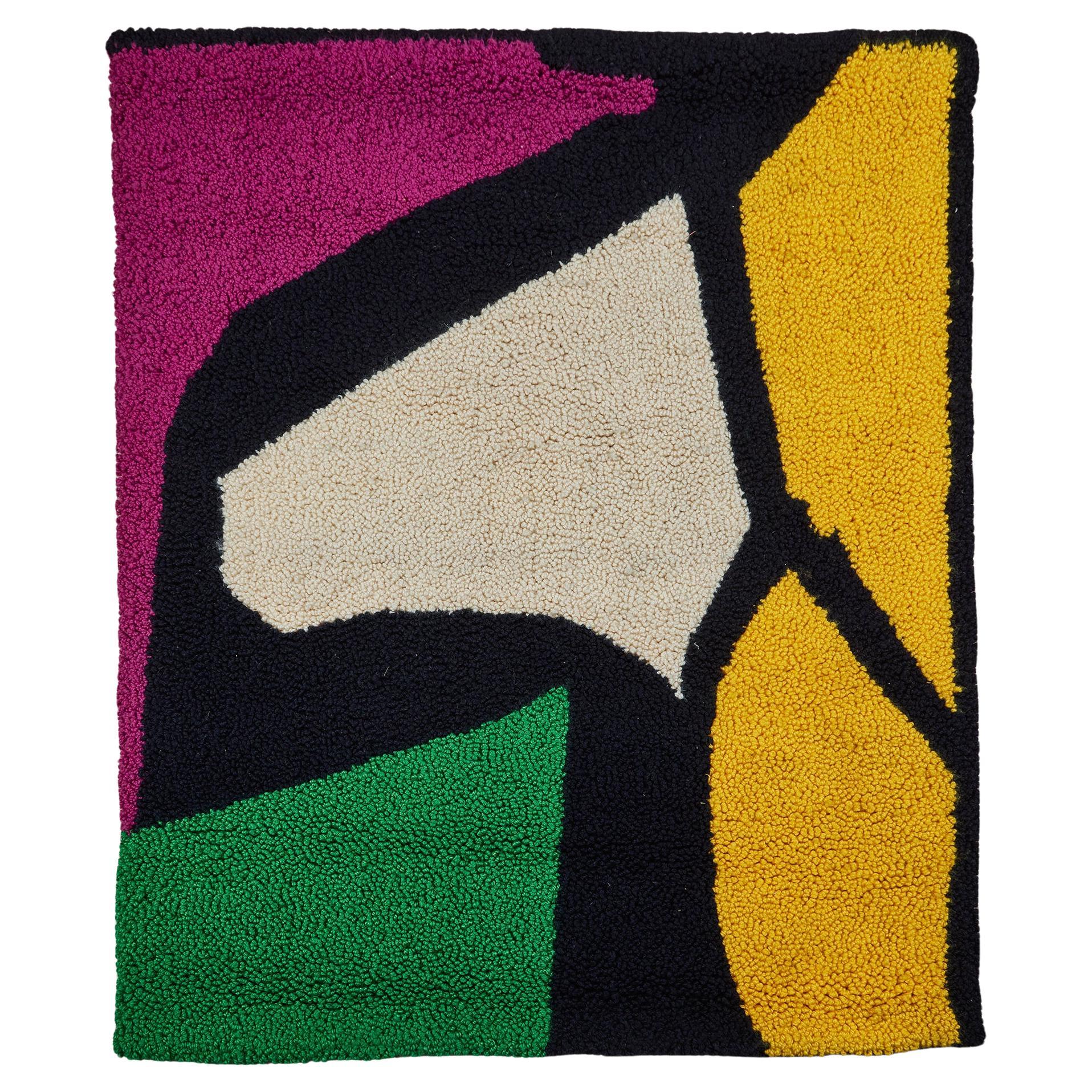 Hand Knotted Color Block Wall Hanging Tapestry For Sale