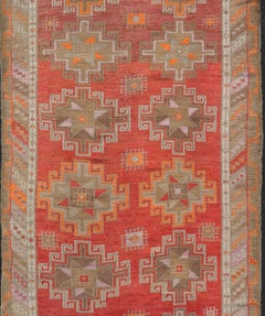 Hand Knotted Colorful Turkish Kars Gallery with Tribal Designs Geometric Motifs
