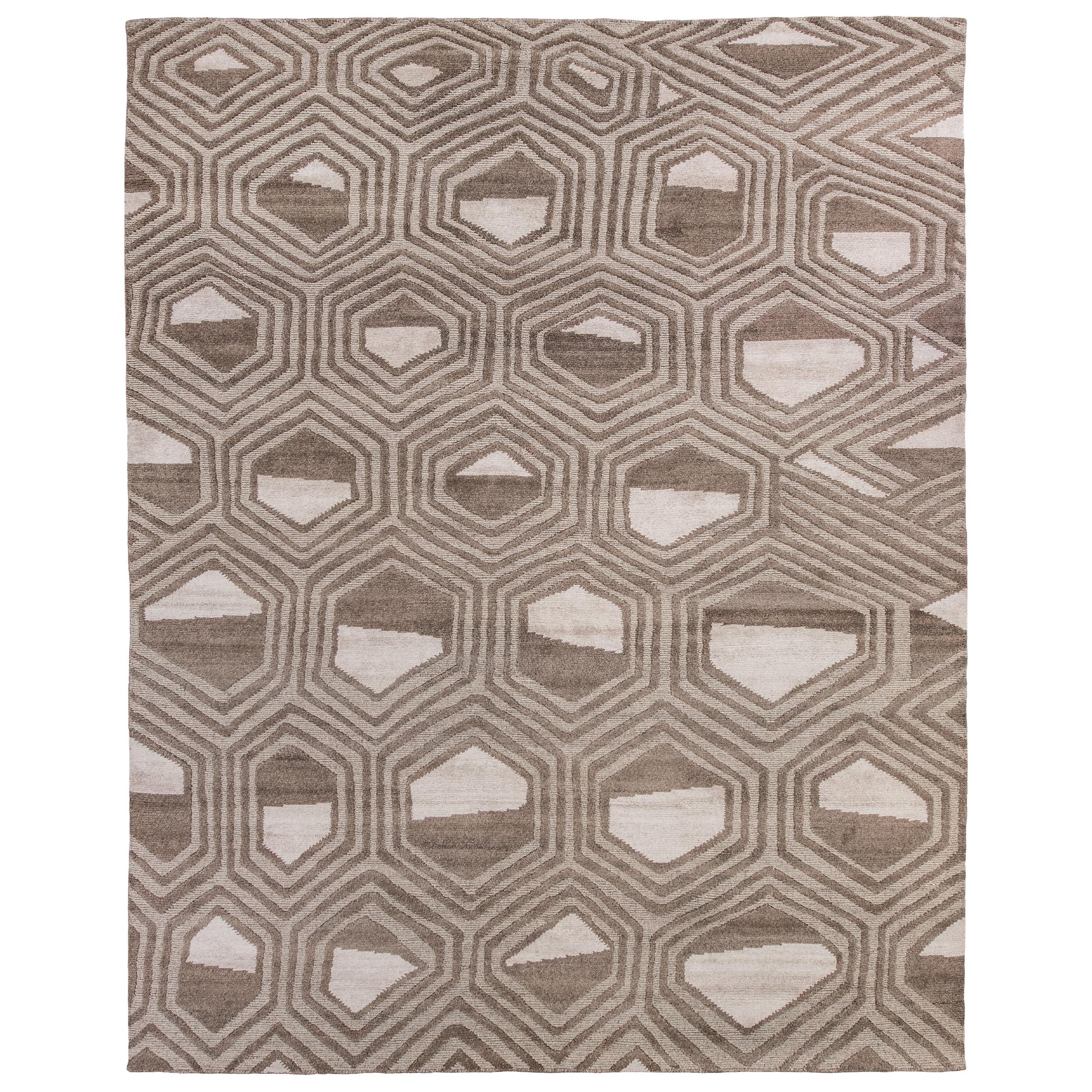 Luxurious hand-knotted rug meticulously crafted into a masterpiece, made of the perfect blend of wool and viscose. This rug transcend their utilitarian purpose, becoming works of art that delight the senses and seamlessly harmonize with a variety of