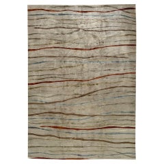 Hand Knotted Contemporary Abstract Design Wool Indian Rug 2020 circa