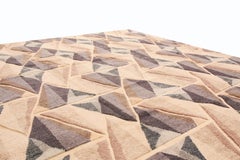 Hand Knotted Contemporary Geometric Beige and Gray Wool Rug