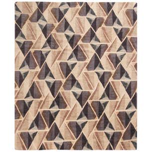 Rug and Kilim's Hand Knotted Contemporary Geometric Beige and Gray Wool ...