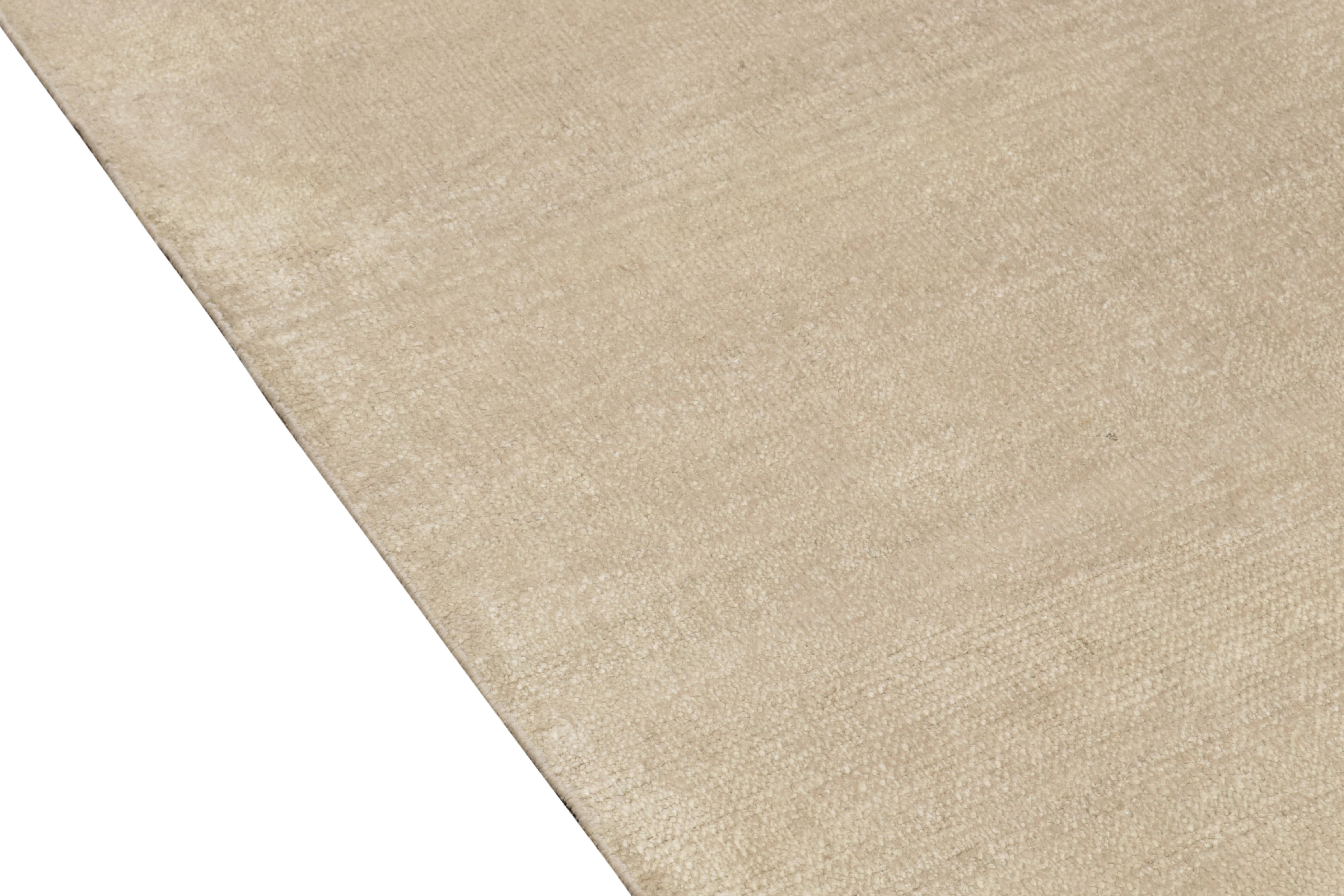 Handgeknüpfter zeitgenössischer Teppich und Kelim-Teppich aus reiner Seide in Beige, Creme (Indisch) im Angebot