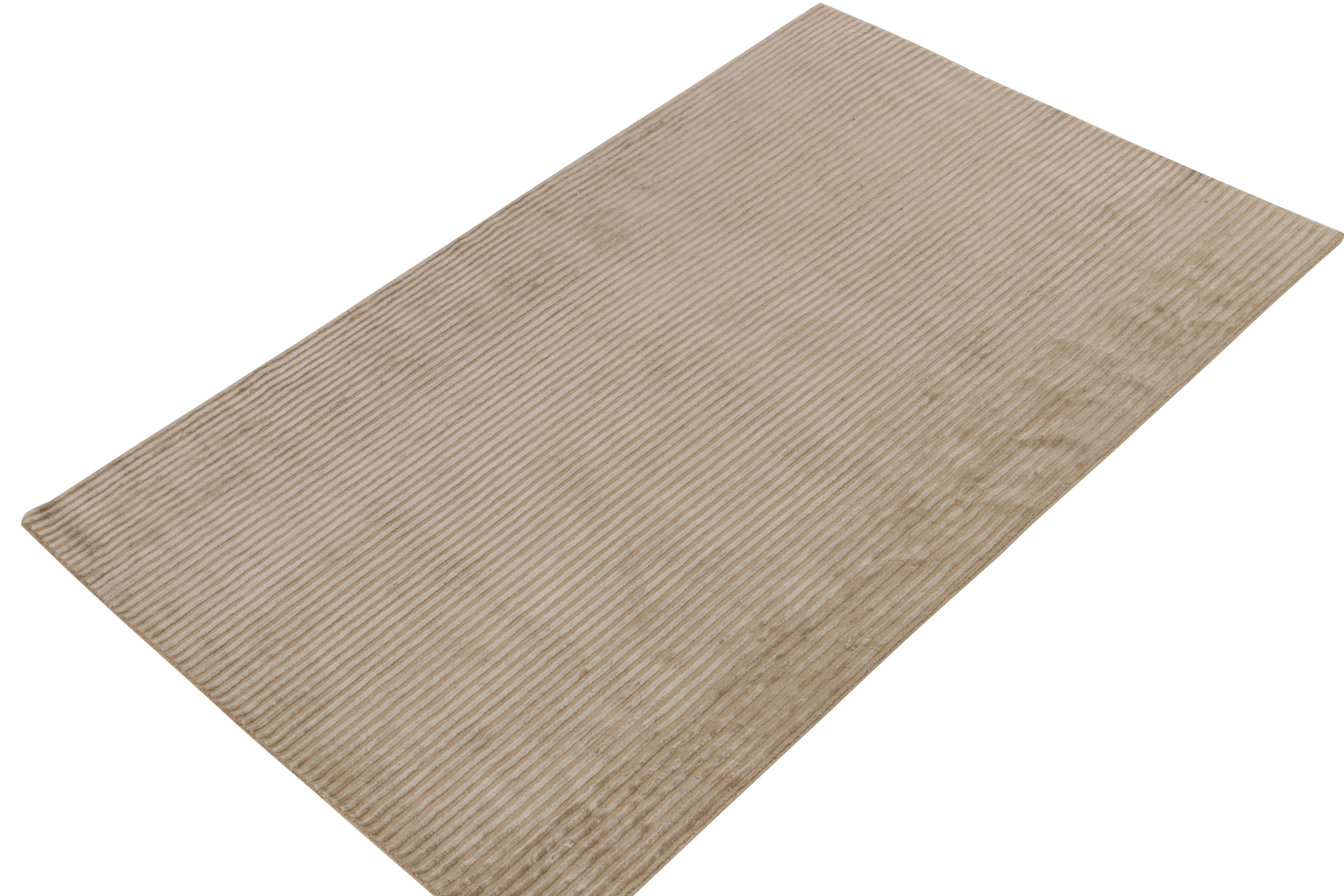 Nepalese Rug & Kilim's Hand-Knotted Contemporary Rug in Solid Beige For Sale