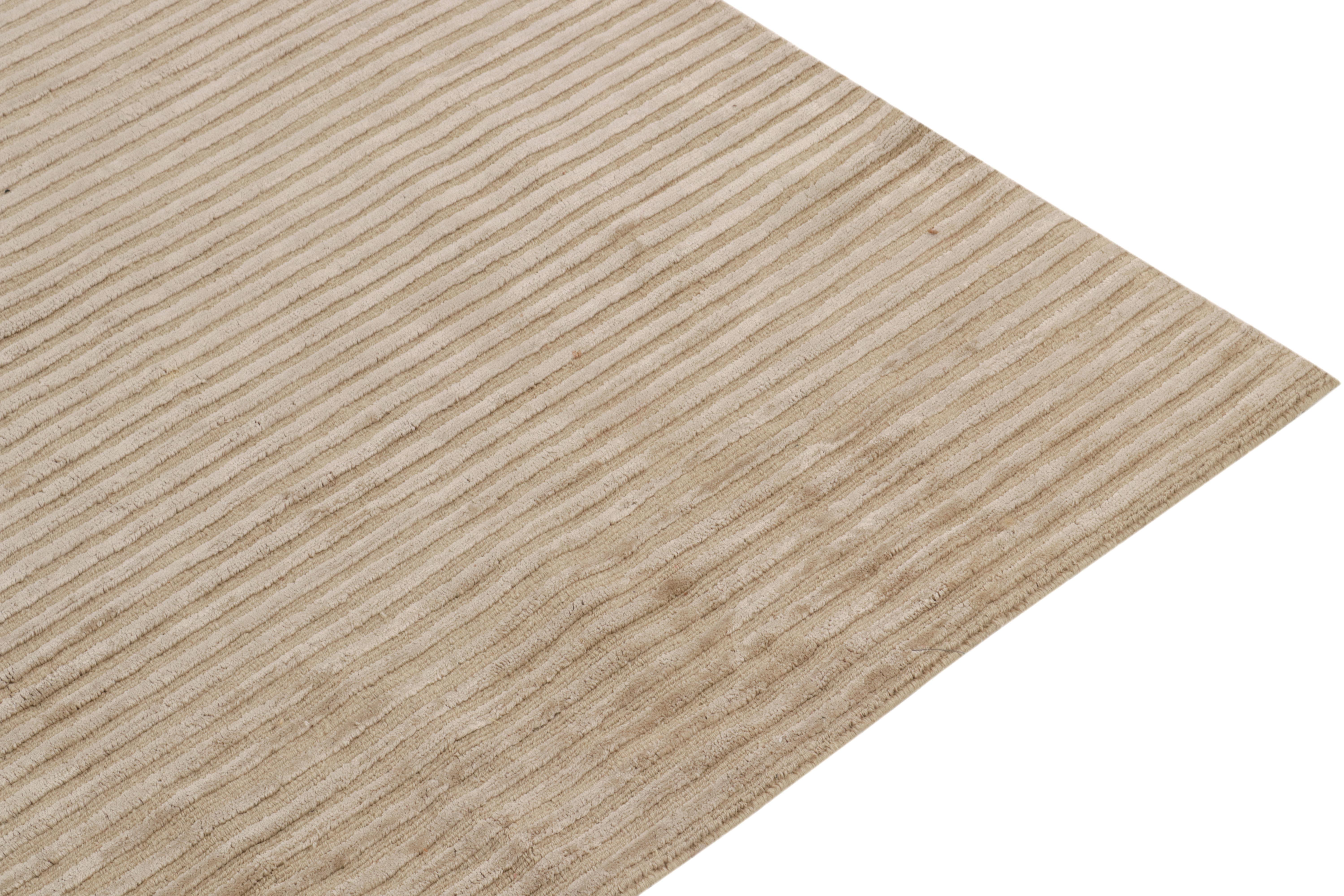 Rug & Kilim's Hand-Knotted Contemporary Rug in Solid Beige For Sale 1