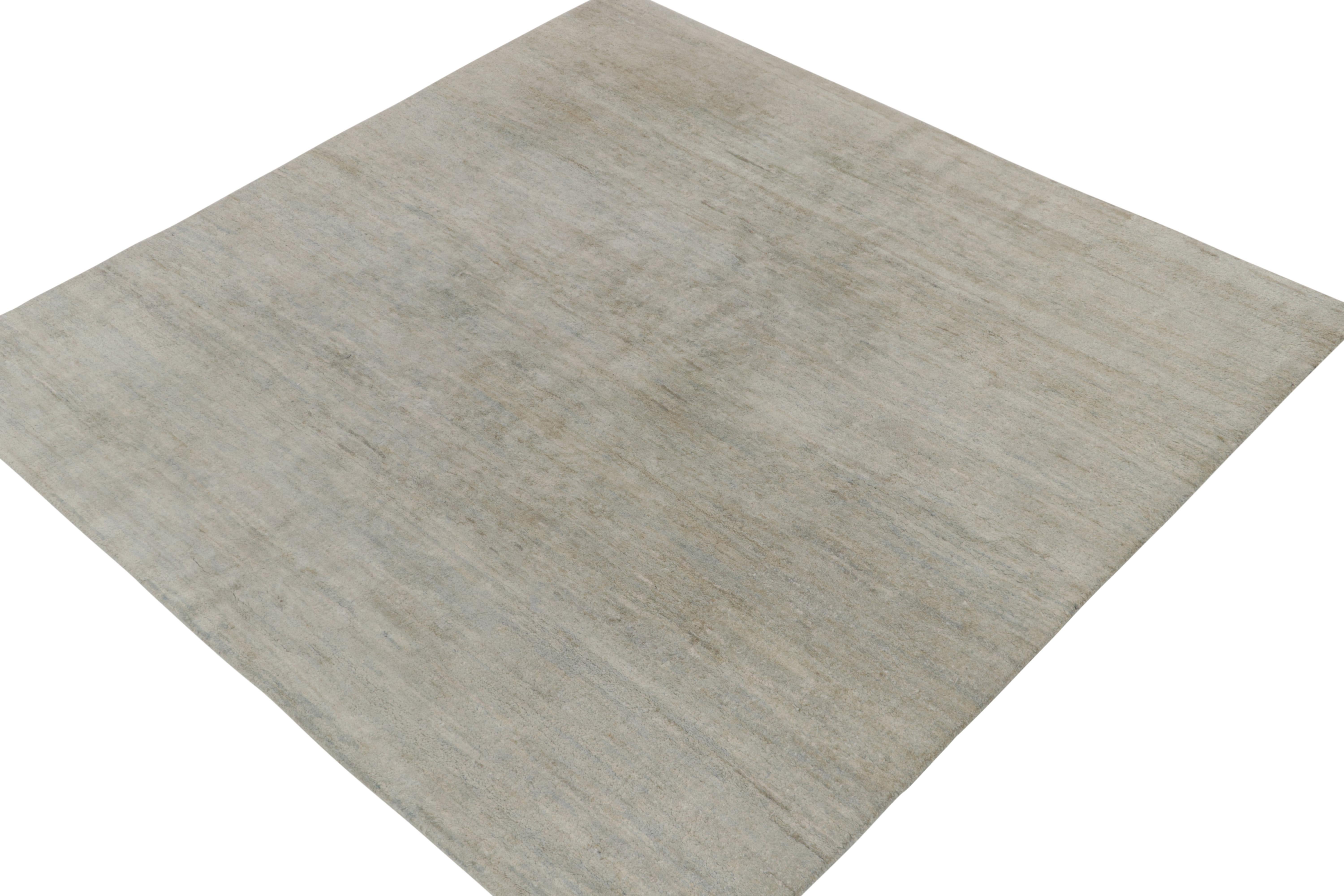 Handgeknüpfter zeitgenössischer Teppich und Kelim-Teppich in gestreiftem Grau und Blau (Moderne) im Angebot