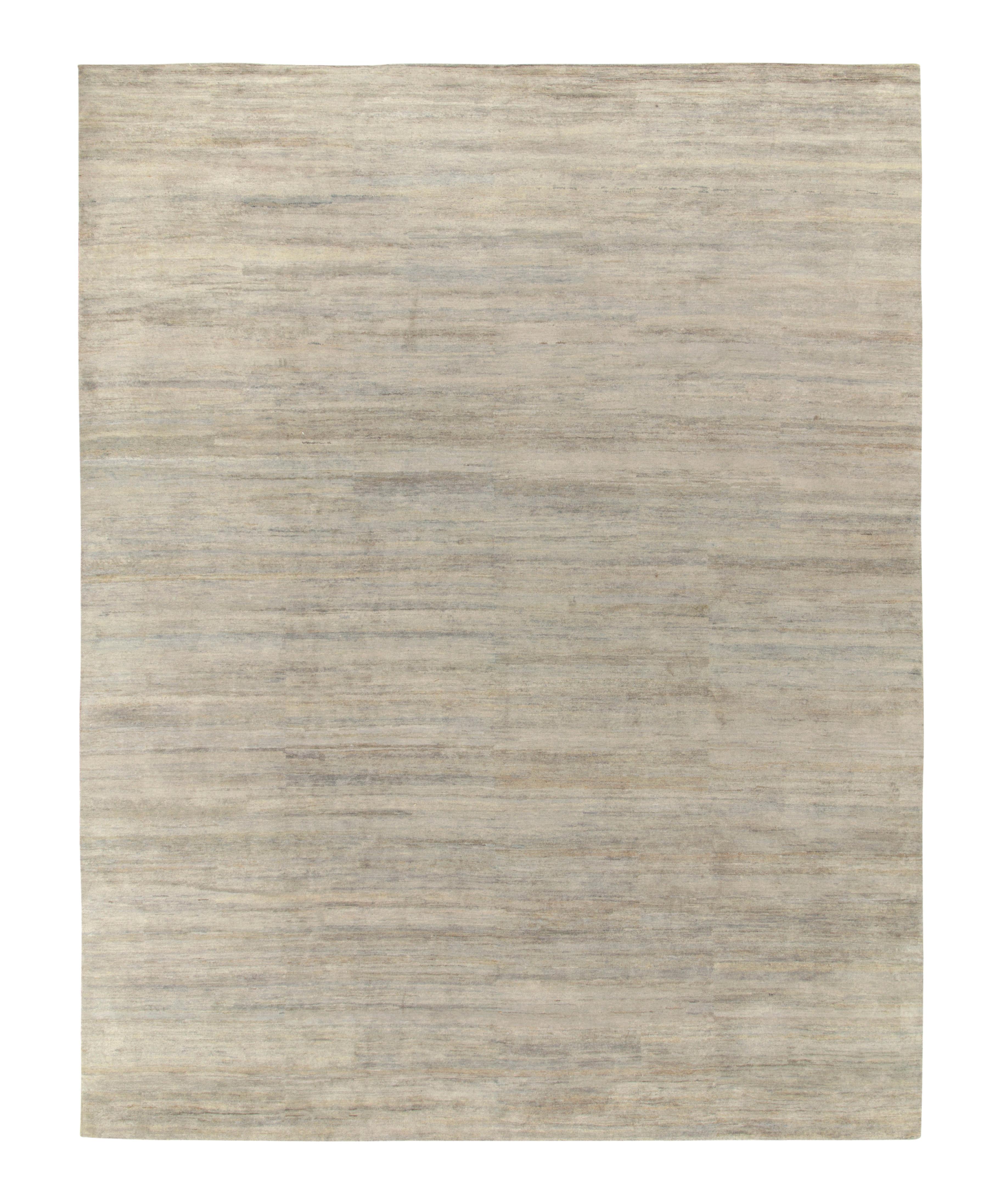 Rug & Kilim’s Contemporary Rug In Solid Silver-Gray With Striae