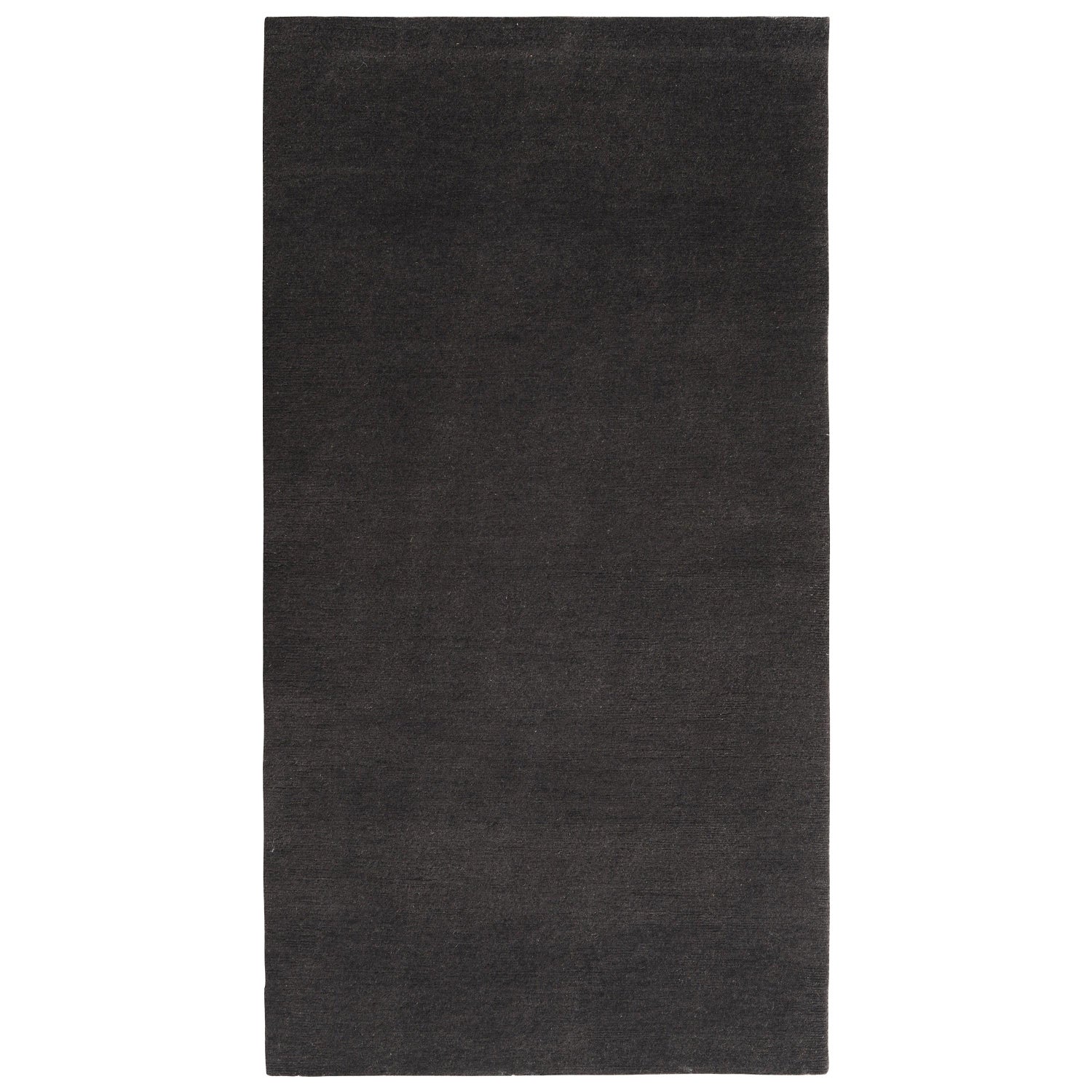 Hand Knotted Contemporary Solid Black Runner Rug For Sale at 1stDibs