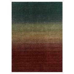 Hand Knotted Degradé Medium Wool Rug in Petrol-Wine by Patricia Urquiola