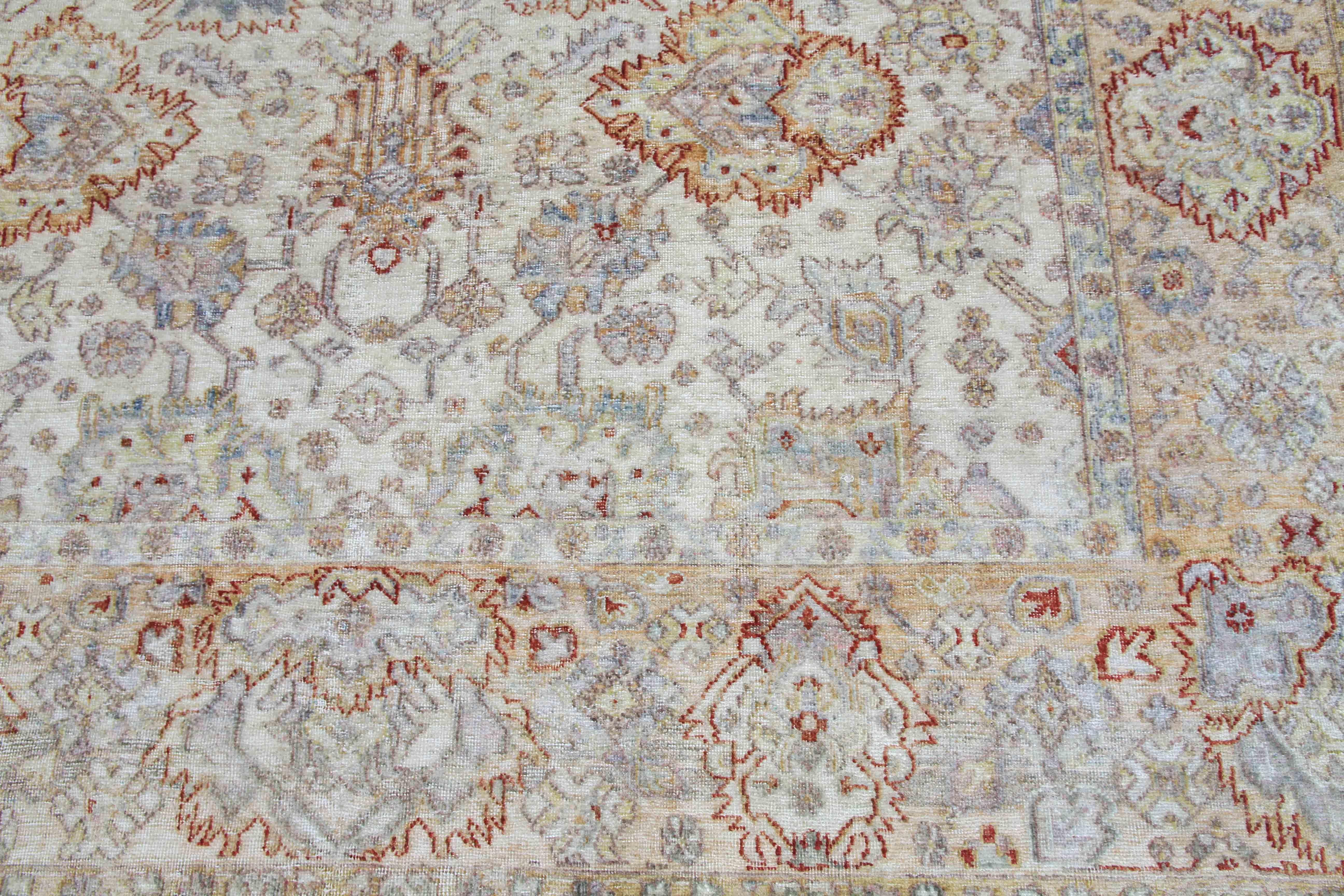 Hand-Knotted Hand Knotted Distressed Silk Rug For Sale
