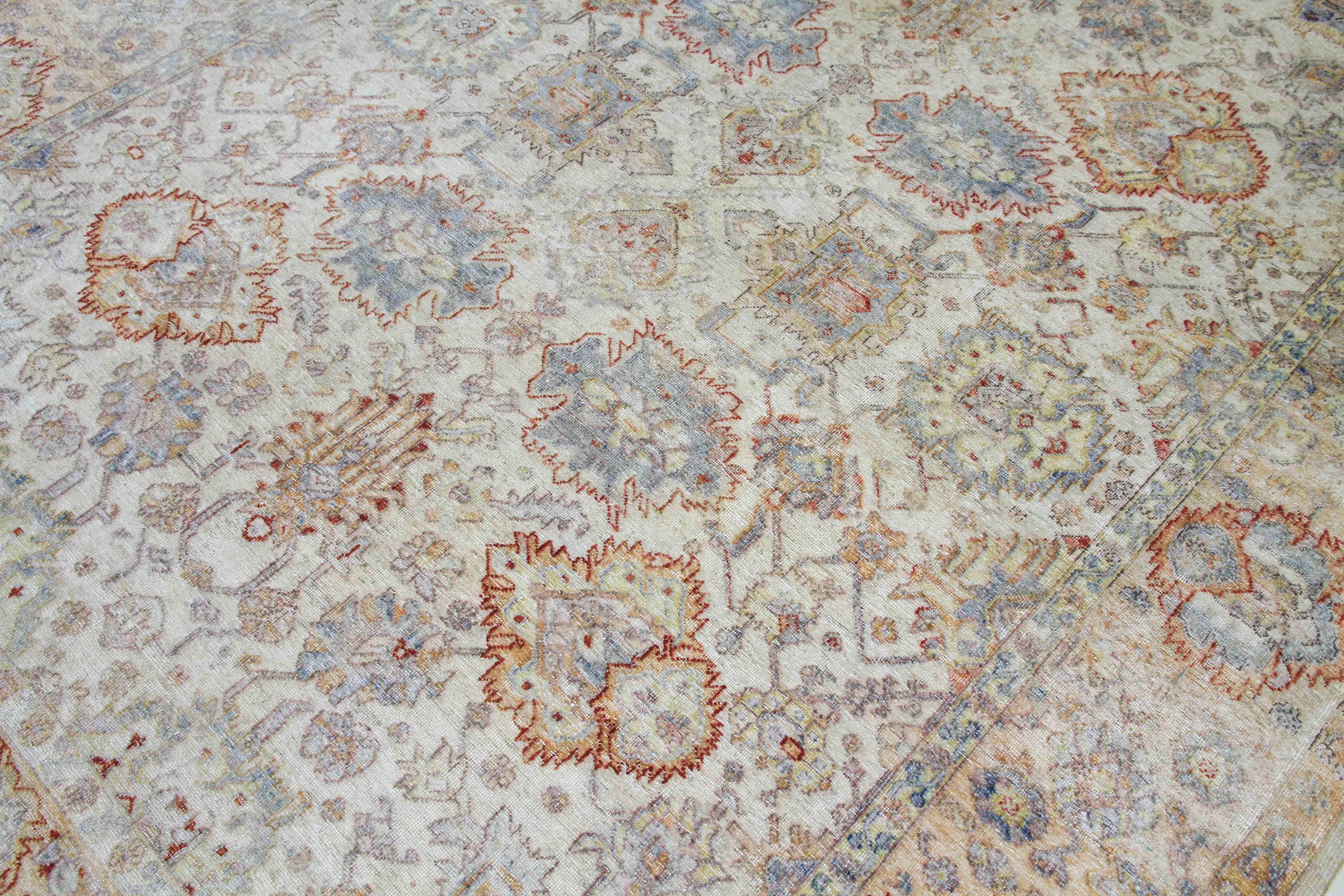 Hand Knotted Distressed Silk Rug In New Condition For Sale In New York, US