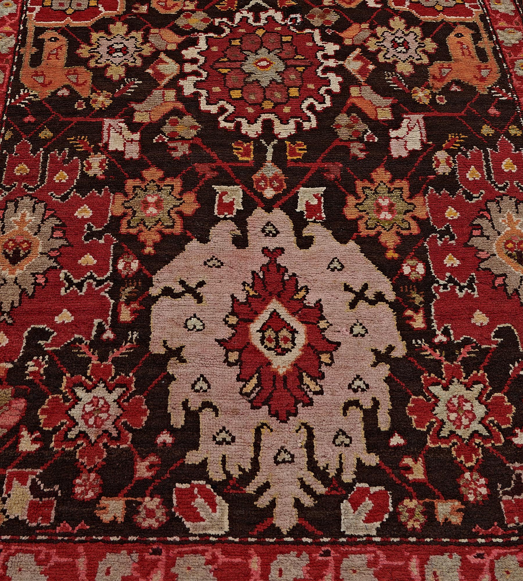 Caucasian Hand-knotted Early 20th Century Floral Karabagh Runner For Sale