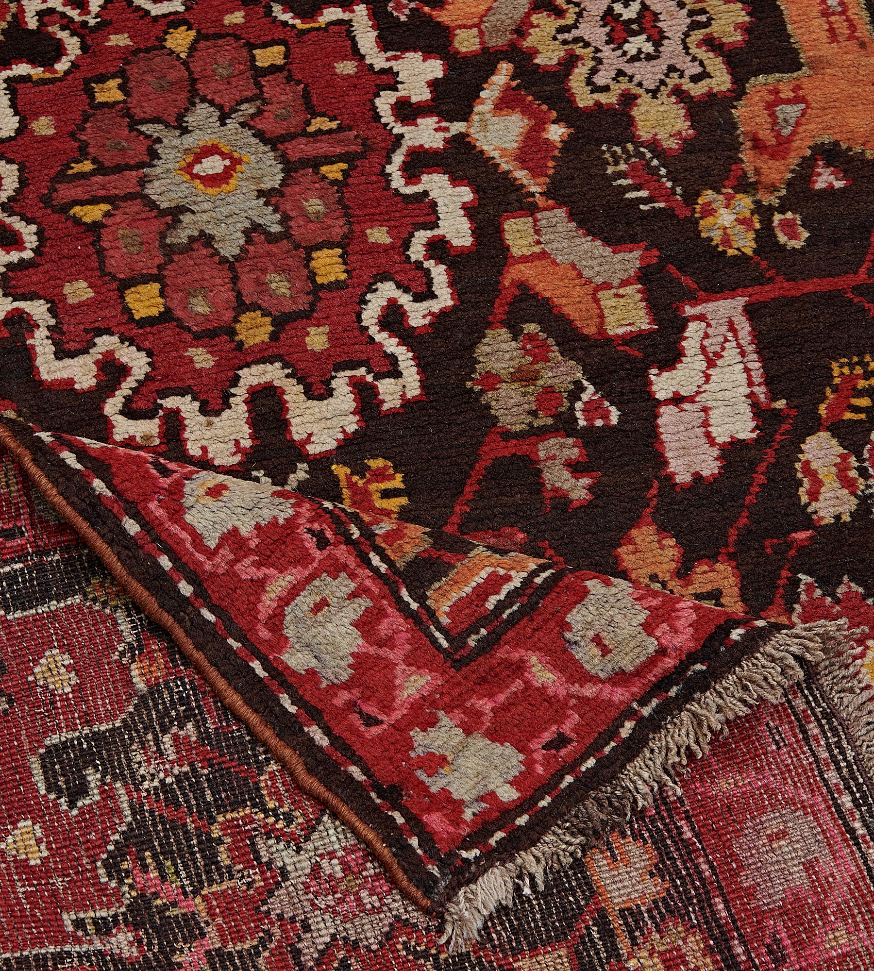 Hand-knotted Early 20th Century Floral Karabagh Runner For Sale 3