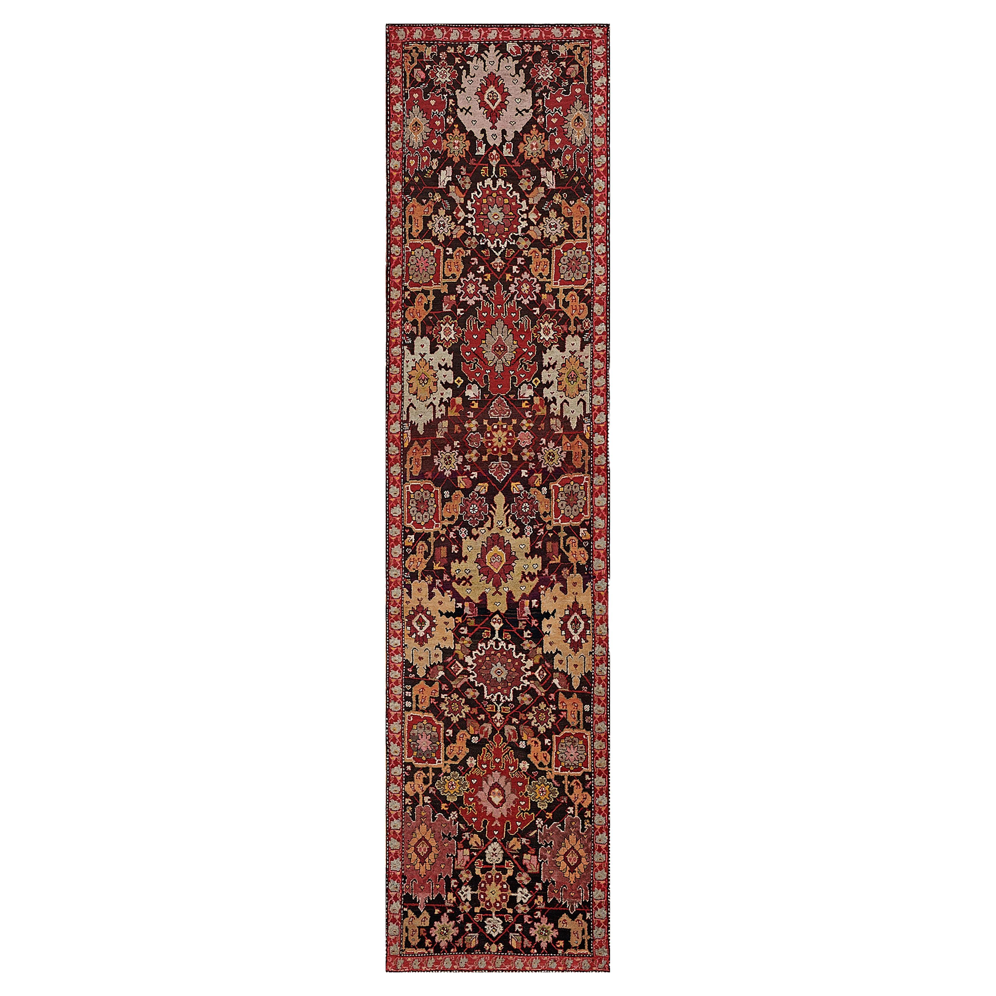 Hand-knotted Early 20th Century Floral Karabagh Runner For Sale