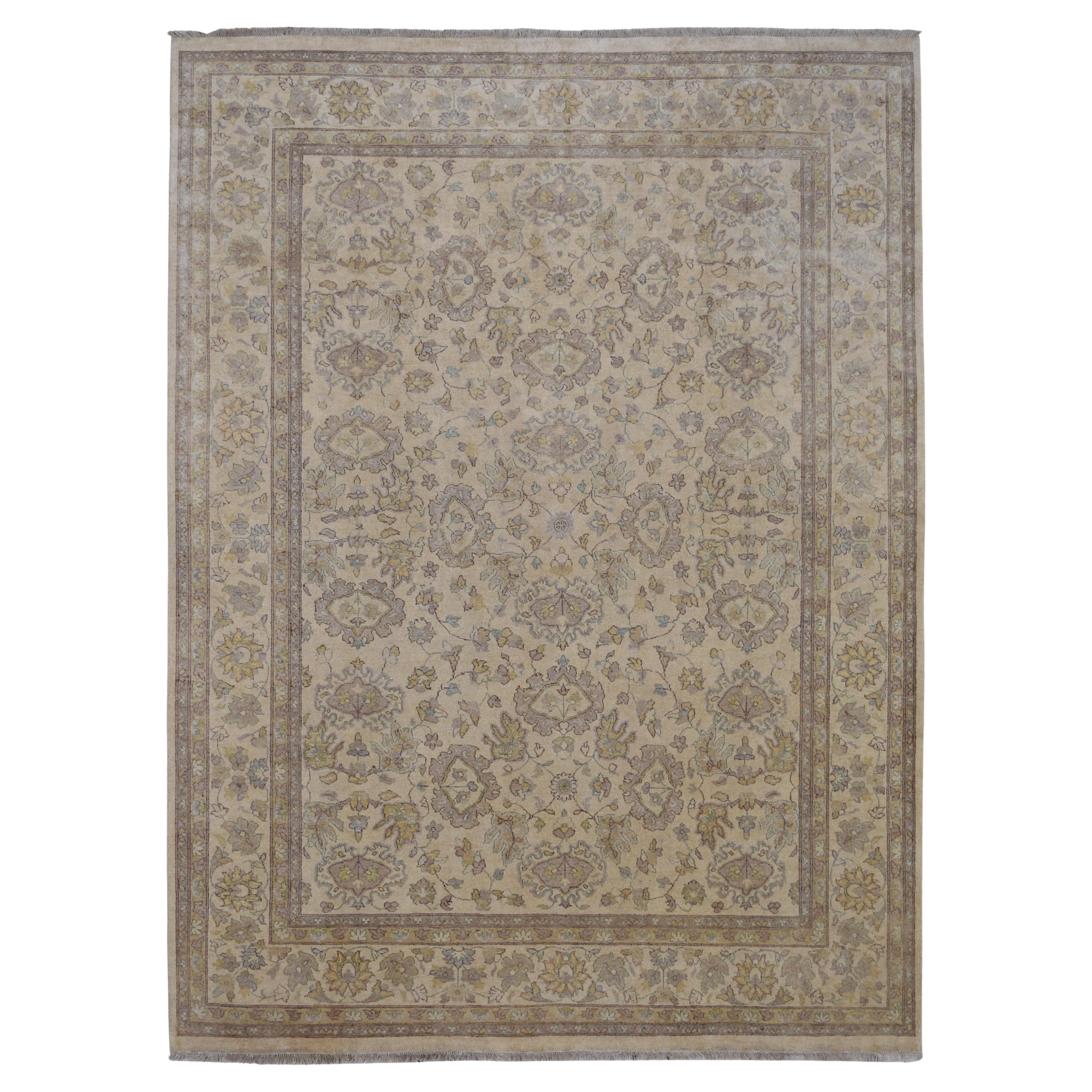 Hand-Knotted Earth Tones Sultanabad Pattern Wool Rug 8'10''x11'11''