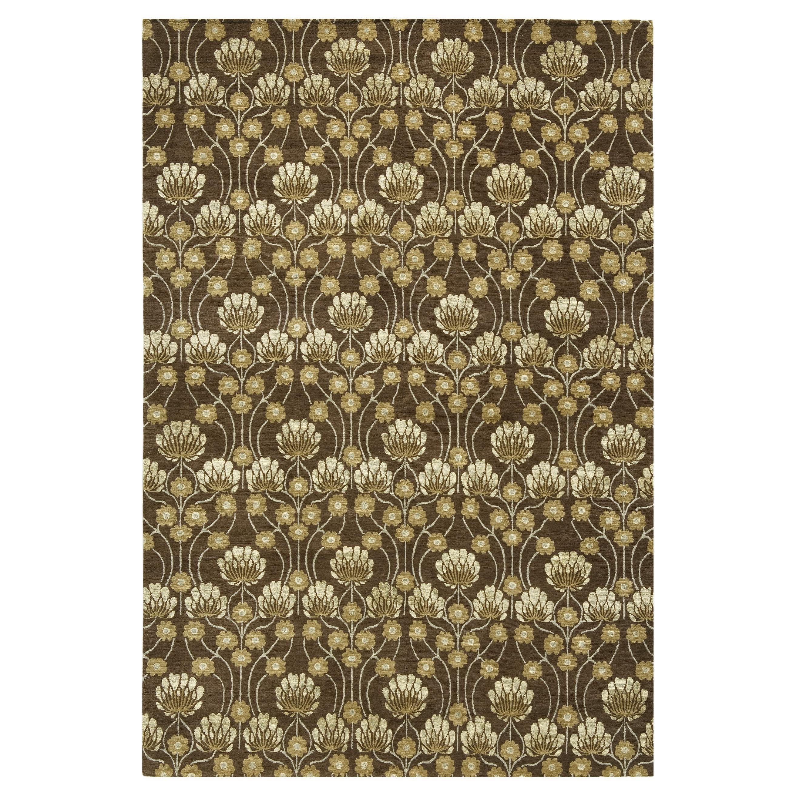 Luxury Modern Hand-Knotted Empress Arts & Crafts Brown 12x16 Rug For Sale