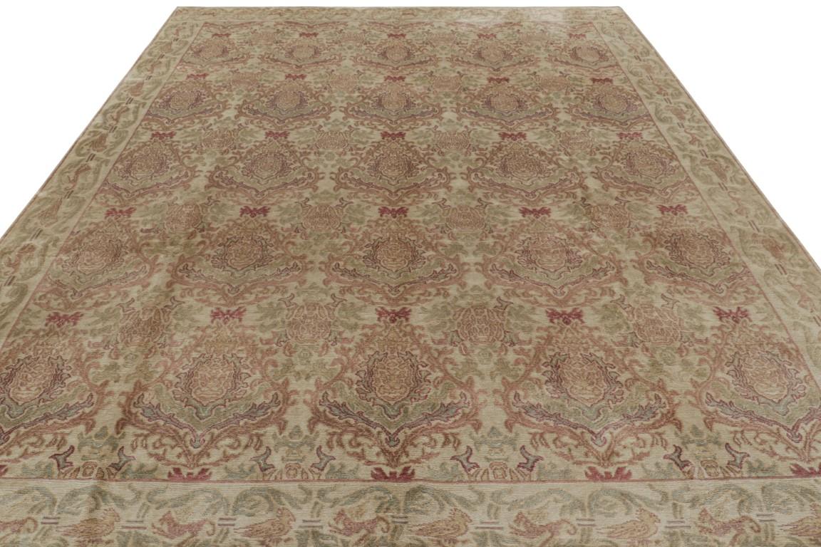Rug & Kilim’s European Style Rug in Beige Brown with Floral Patterns “Granada” In New Condition For Sale In Long Island City, NY