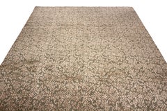 Rug & Kilim's Hand Knotted European Style Rug Green Beige Brown Floral Pattern