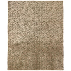 Retro Rug & Kilim's Hand Knotted European Style Rug Green Beige Brown Floral Pattern