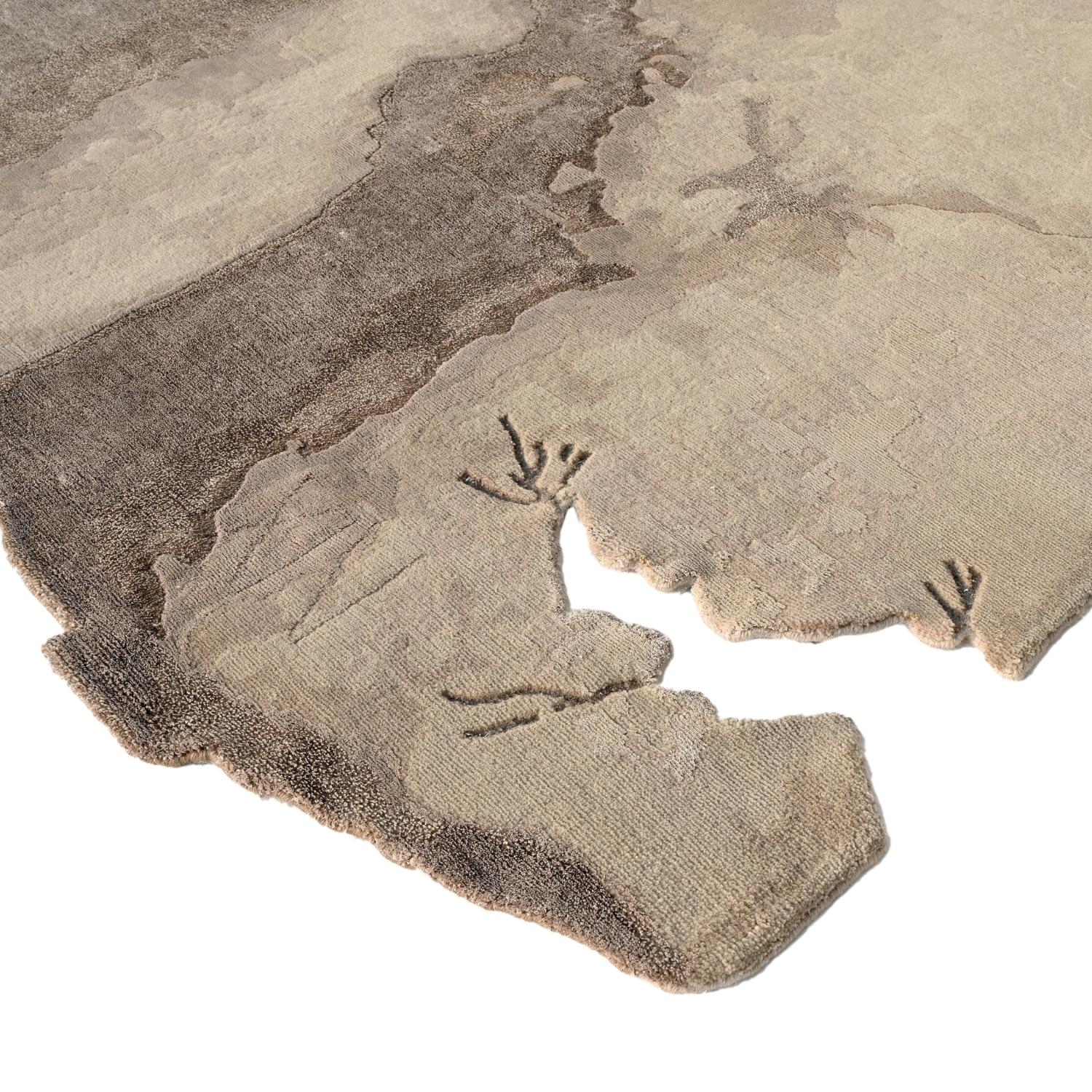Hand-Carved Hand-Knotted Figurative Rug & Tapestry Made from Wool, Silk and Linen (S) For Sale