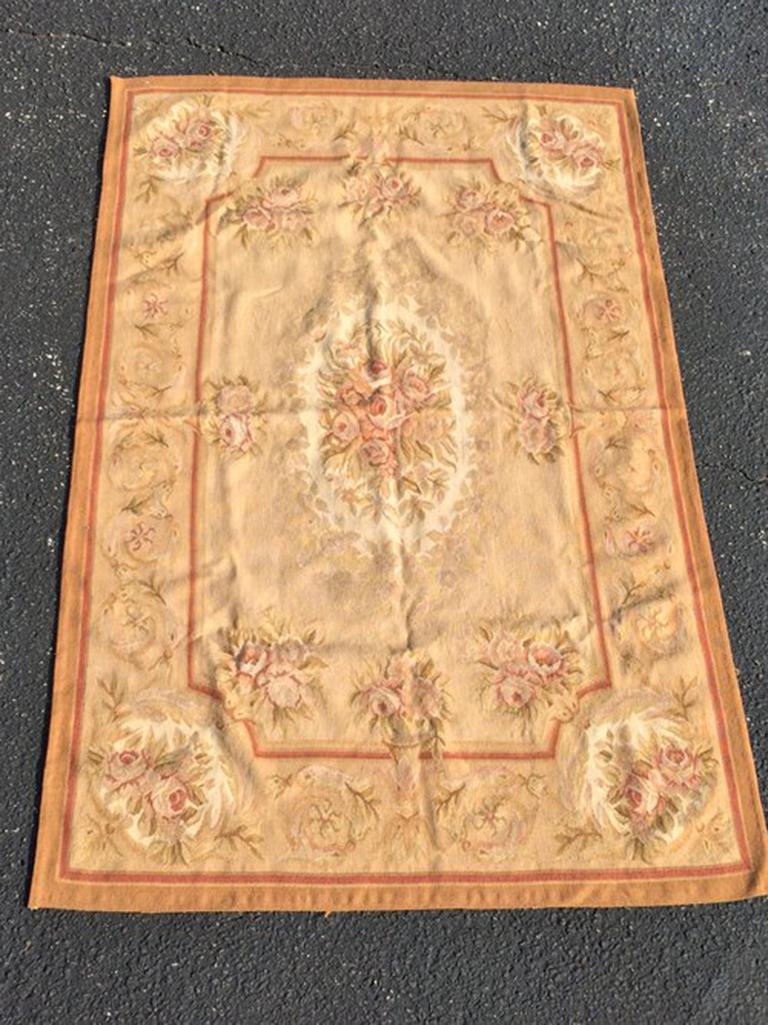Chinese Hand Knotted Flatweave Aubusson Rug 4' x 6' New With Tags