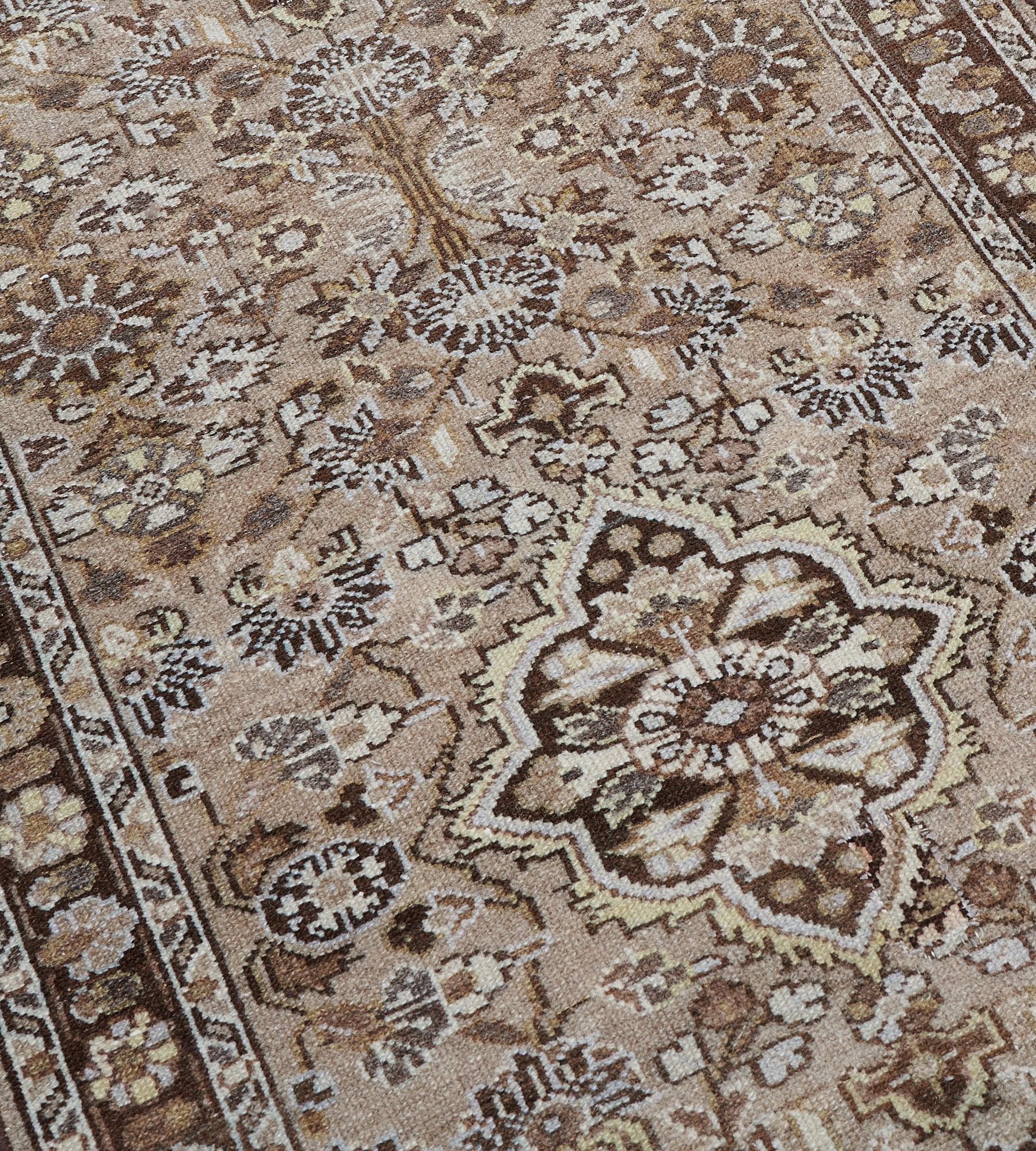 Hand-Knotted Floral Antique Wool Persian Malayer Runner For Sale 1